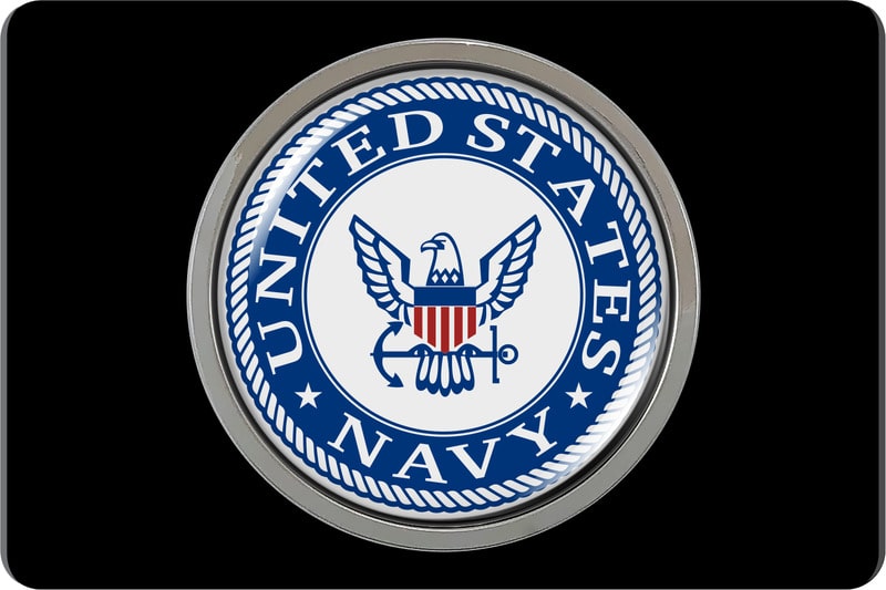 U.S. Navy - Tow Hitch Cover with Chrome Metal Emblem (b)